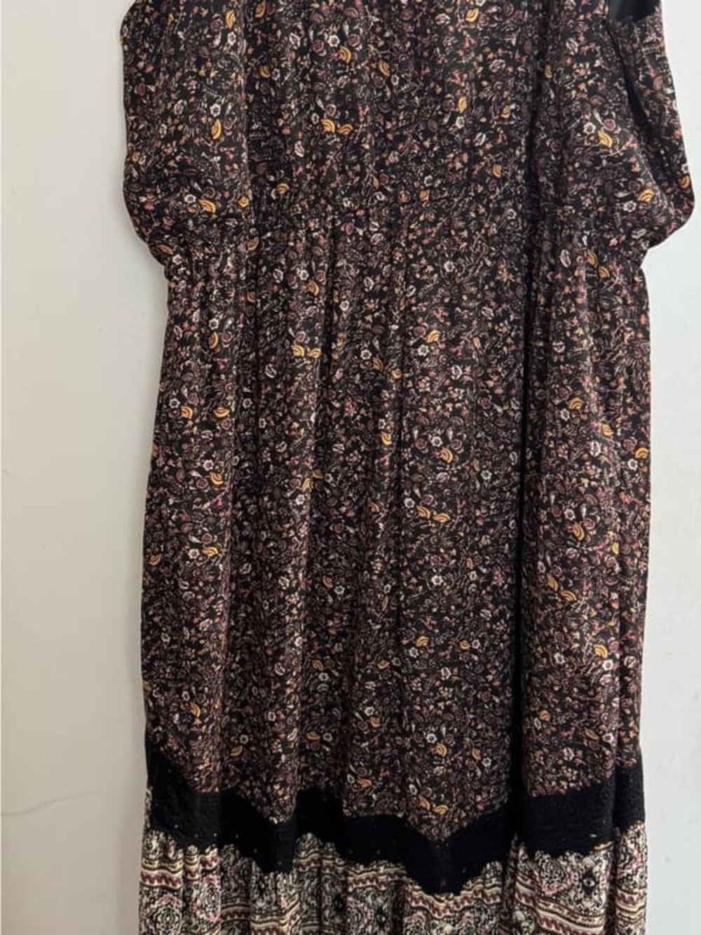 Knox Rose Black Floral Maxi Dress with Yellow and Pink Accents
